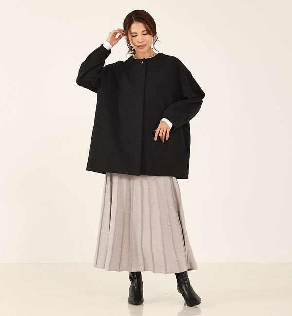 abahouse mavie「シルキーダンボールハーフコート」|ノーカラーコート|