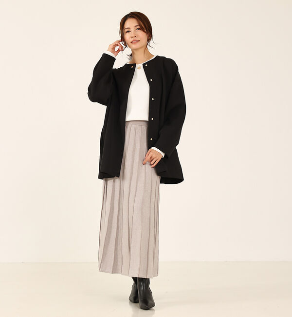 abahouse mavie「シルキーダンボールハーフコート」|ノーカラーコート|