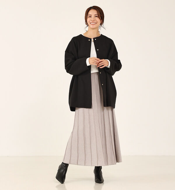 abahouse mavie「シルキーダンボールハーフコート」|ノーカラーコート|