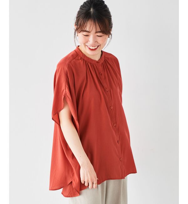 le.coeur blanc「《WEB限定アイテム》フロントボタンフレアギャザーブラウス」|シャツ・ブラウス|