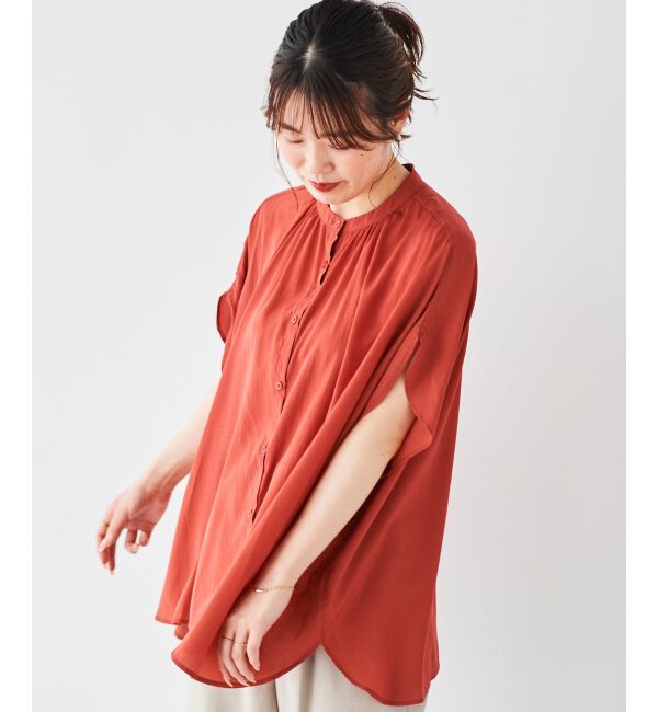 le.coeur blanc「《WEB限定アイテム》フロントボタンフレアギャザーブラウス」|シャツ・ブラウス|