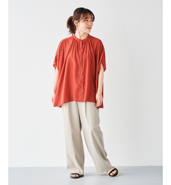 le.coeur blanc「《WEB限定アイテム》フロントボタンフレアギャザーブラウス」|シャツ・ブラウス|