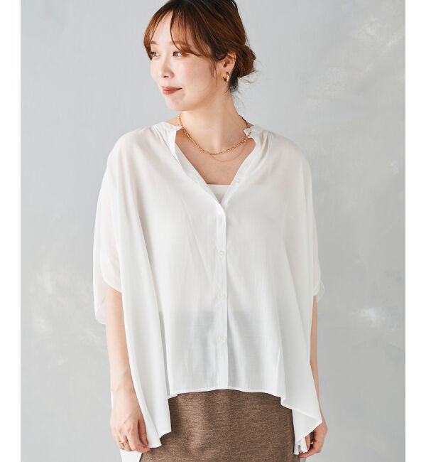 le.coeur blanc「《WEB限定アイテム》フロントボタンフレアギャザーブラウス」|シャツ・ブラウス|