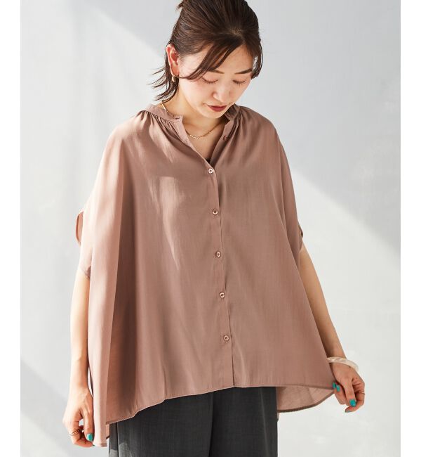 le.coeur blanc「《WEB限定アイテム》フロントボタンフレアギャザーブラウス」|シャツ・ブラウス|