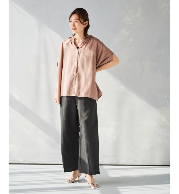 le.coeur blanc「《WEB限定アイテム》フロントボタンフレアギャザーブラウス」|シャツ・ブラウス|