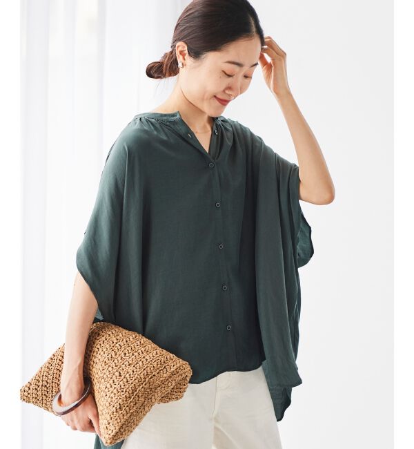 le.coeur blanc「《WEB限定アイテム》フロントボタンフレアギャザーブラウス」|シャツ・ブラウス|