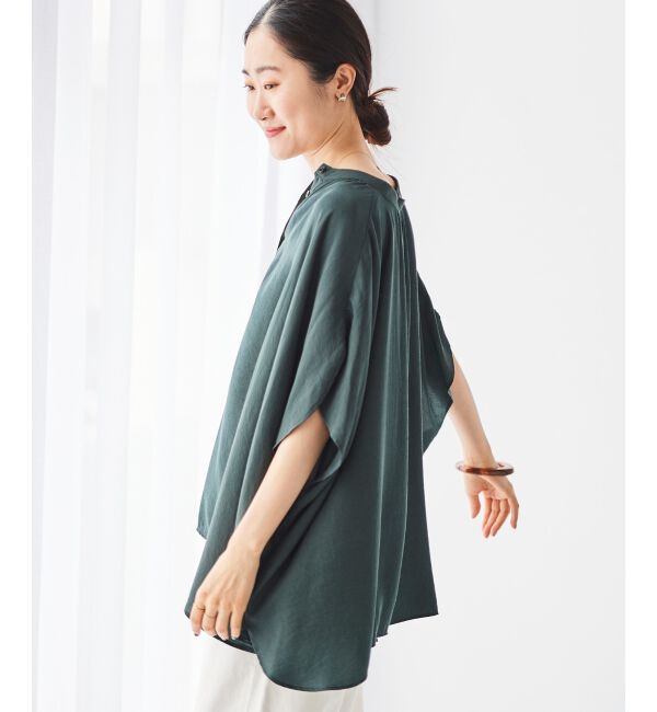 le.coeur blanc「《WEB限定アイテム》フロントボタンフレアギャザーブラウス」|シャツ・ブラウス|