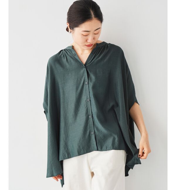 le.coeur blanc「《WEB限定アイテム》フロントボタンフレアギャザーブラウス」|シャツ・ブラウス|