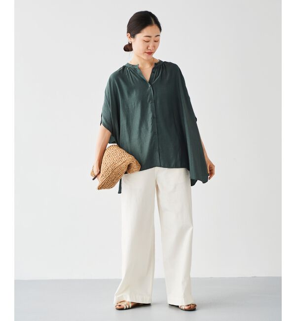 le.coeur blanc「《WEB限定アイテム》フロントボタンフレアギャザーブラウス」|シャツ・ブラウス|