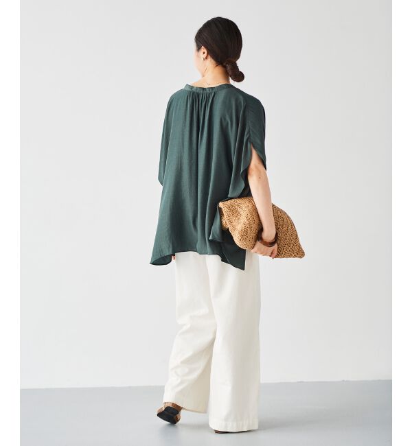 le.coeur blanc「《WEB限定アイテム》フロントボタンフレアギャザーブラウス」|シャツ・ブラウス|