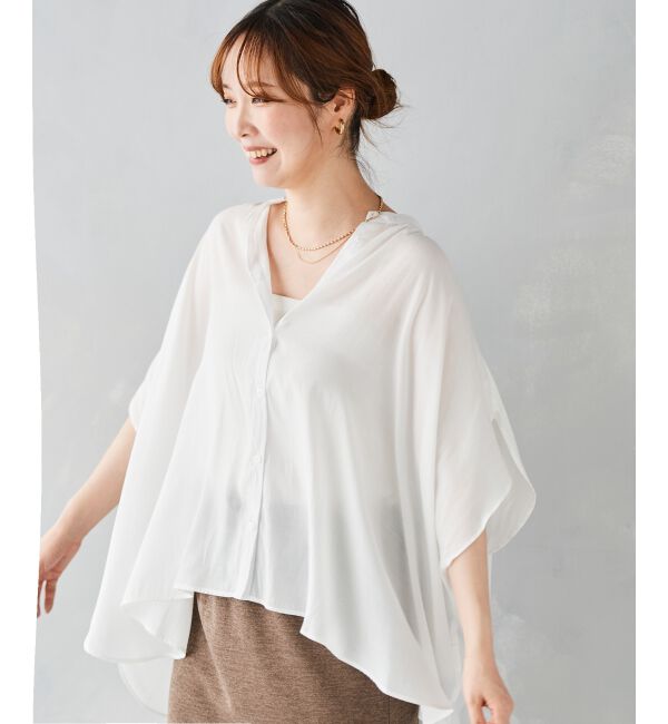 le.coeur blanc「《WEB限定アイテム》フロントボタンフレアギャザーブラウス」|シャツ・ブラウス|