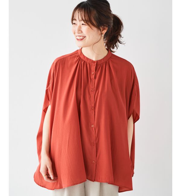 le.coeur blanc「《WEB限定アイテム》フロントボタンフレアギャザーブラウス」|シャツ・ブラウス|