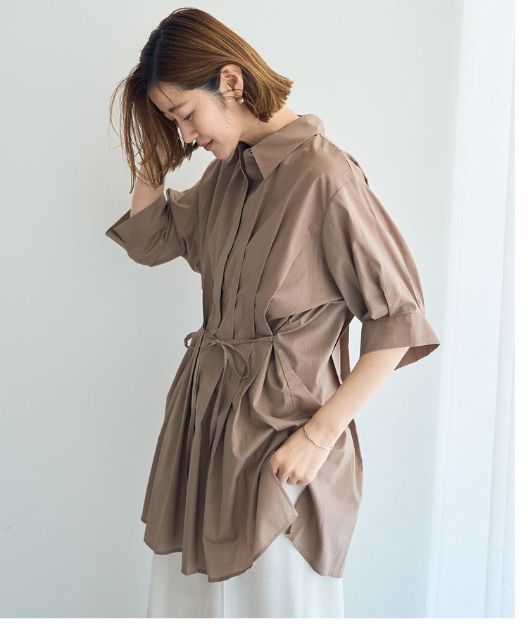 YECCA VECCA「【ORGABITS】タックロングシャツ」|シャツ・ブラウス|