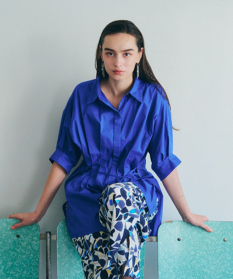 YECCA VECCA「【ORGABITS】タックロングシャツ」|シャツ・ブラウス|Blue