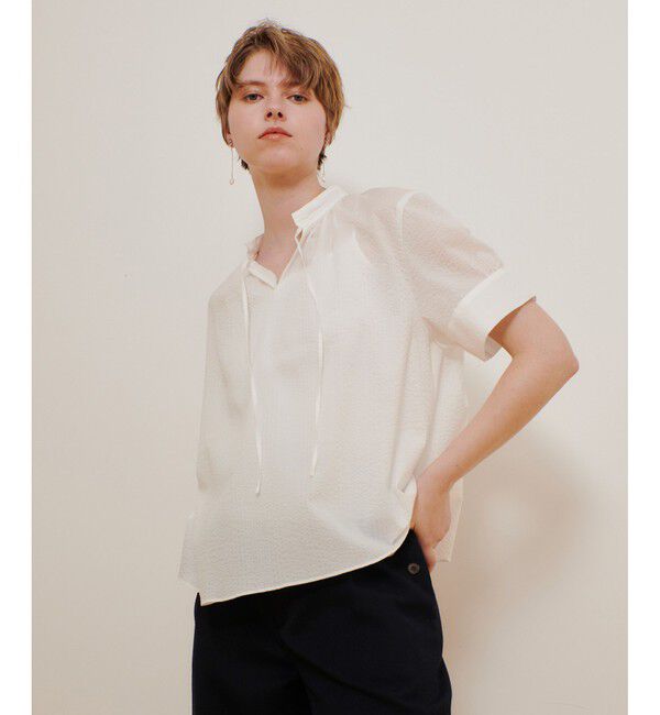 allureville「リップルスタンドカラーブラウス」|シャツ・ブラウス|