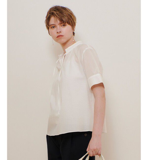 allureville「リップルスタンドカラーブラウス」|シャツ・ブラウス|