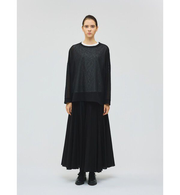 mizuiro ind「mizuiro ind ピンタック＆レースノースリーブプルオーバー」|シャツ・ブラウス|