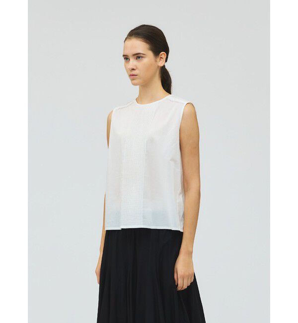 mizuiro ind「mizuiro ind ピンタック＆レースノースリーブプルオーバー」|シャツ・ブラウス|