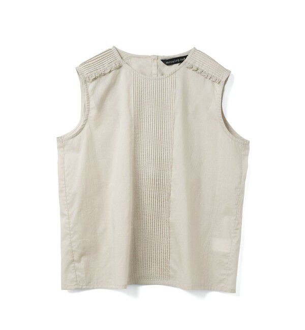 mizuiro ind「mizuiro ind ピンタック＆レースノースリーブプルオーバー」|シャツ・ブラウス|ベージュ