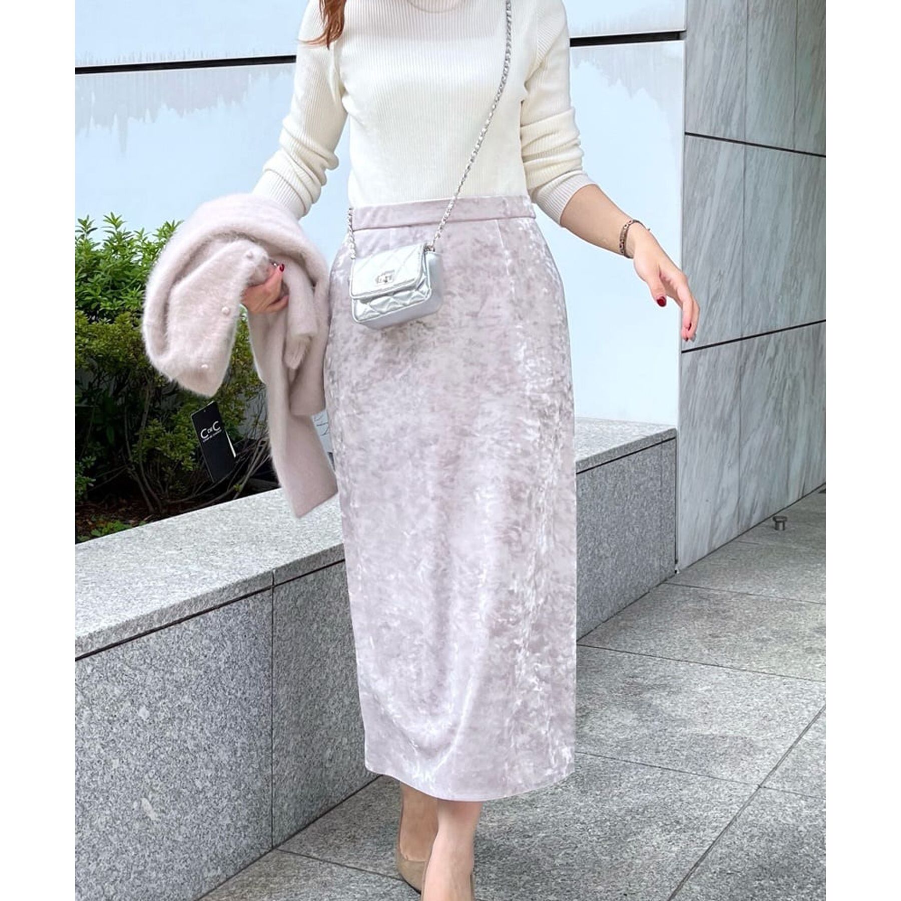 COUP DE CHANCE「【洗える／日本製／ウエストゴム】クラッシュベロアスカート」|スカート|