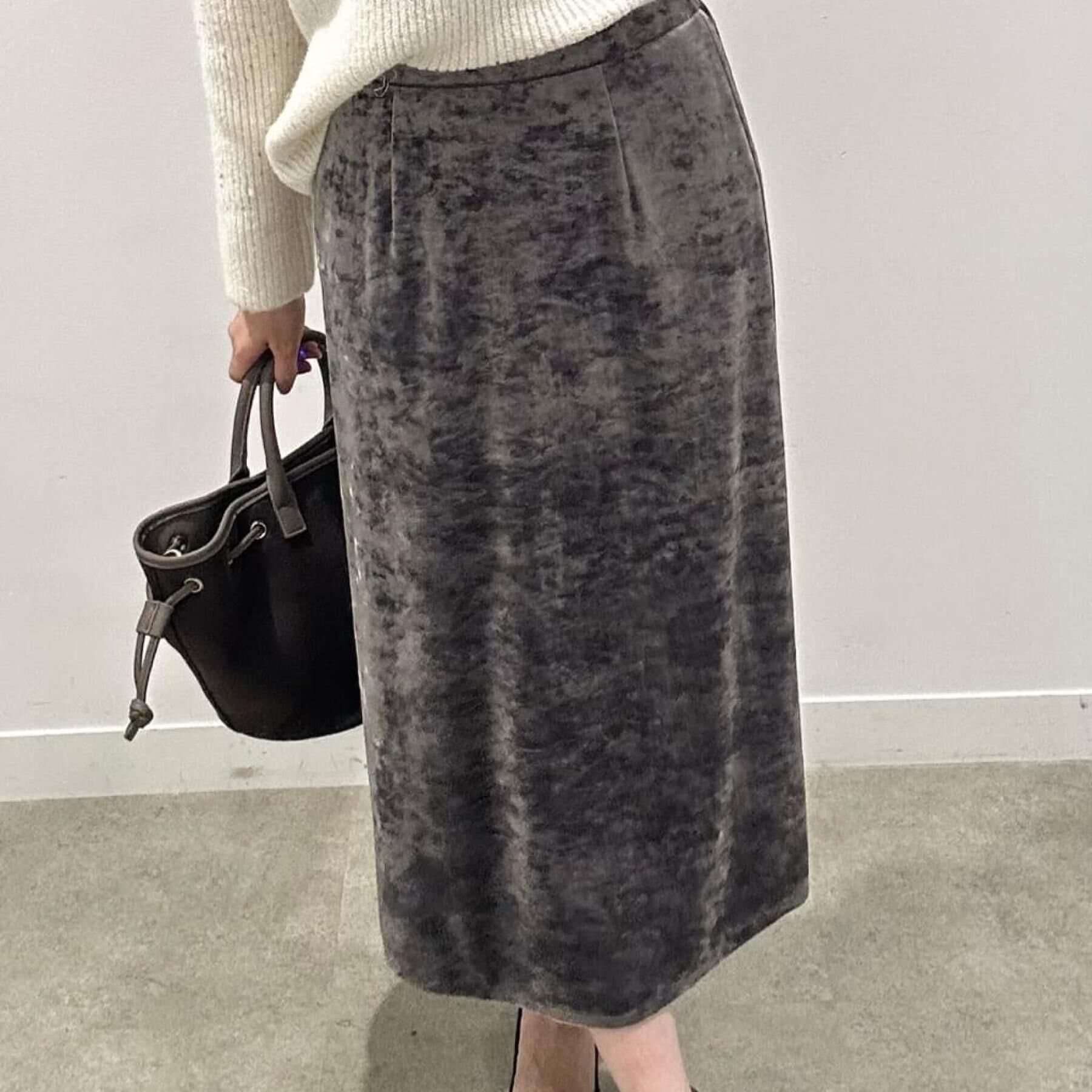 COUP DE CHANCE「【洗える／日本製／ウエストゴム】クラッシュベロアスカート」|スカート|