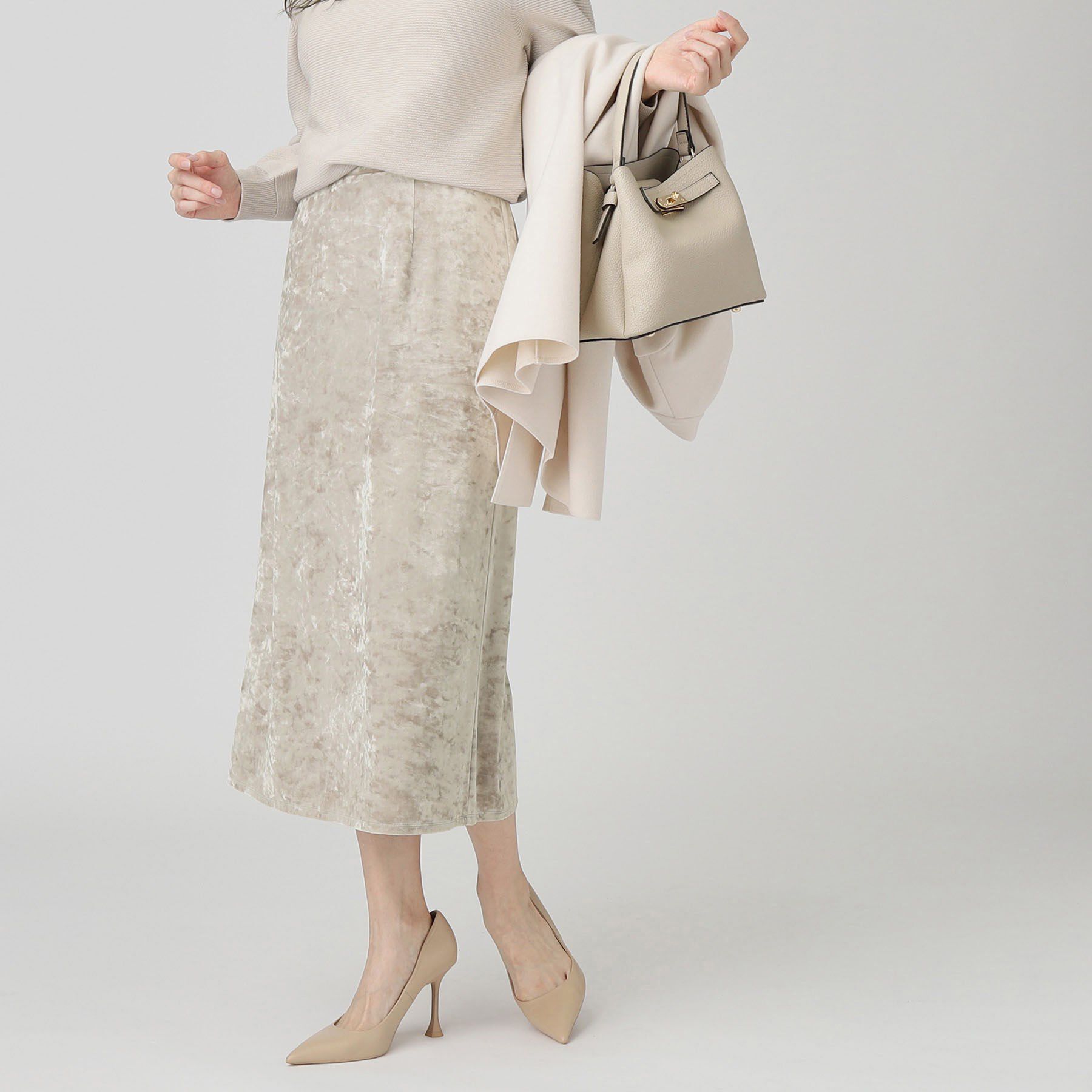 COUP DE CHANCE「【洗える／日本製／ウエストゴム】クラッシュベロアスカート」|スカート|