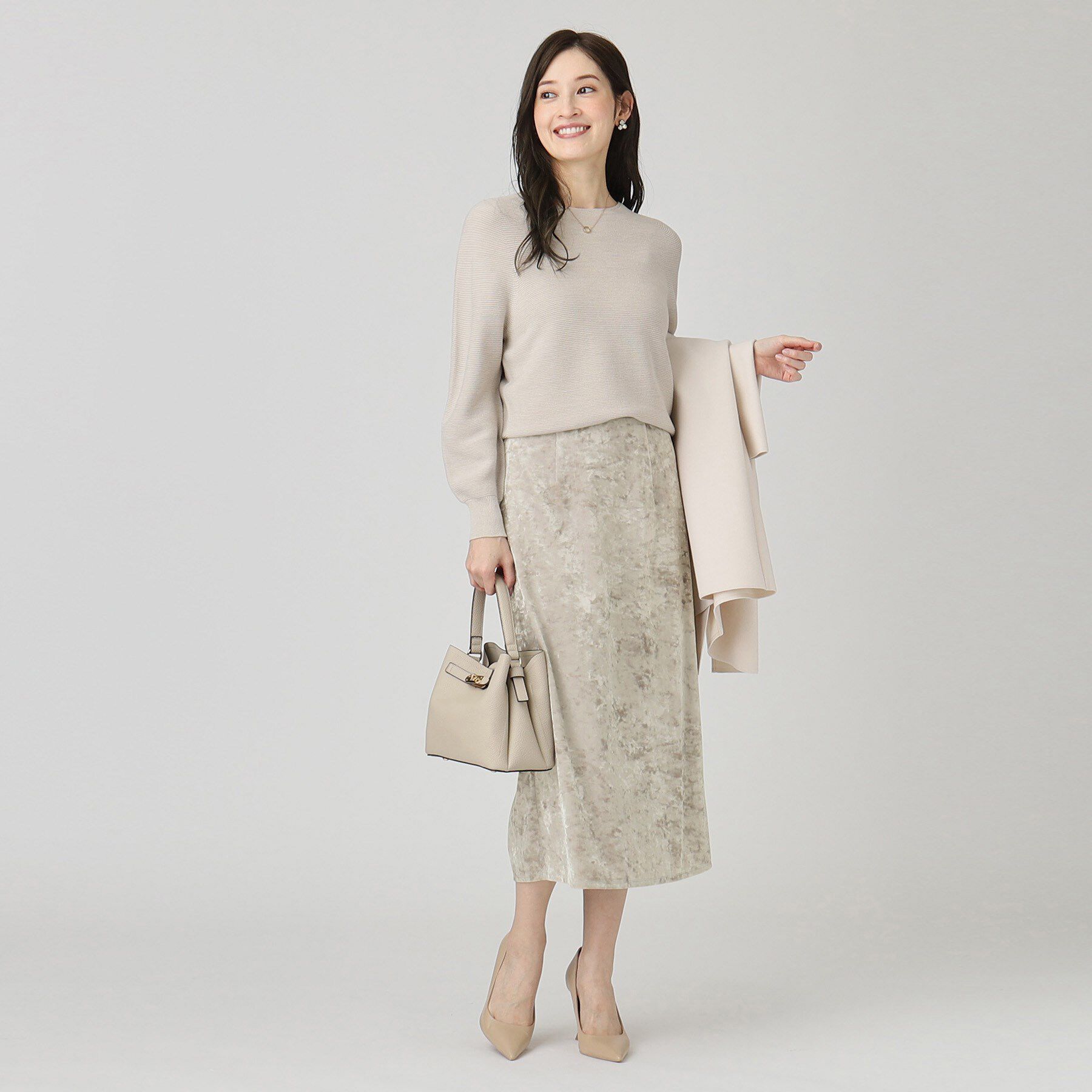 COUP DE CHANCE「【洗える／日本製／ウエストゴム】クラッシュベロアスカート」|スカート|