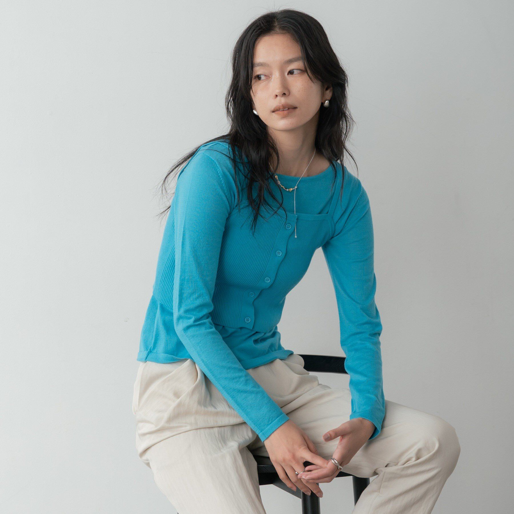 GALLEST「ビスチェレイヤードニット」|ニット・セーター|ブルーグリーン(09