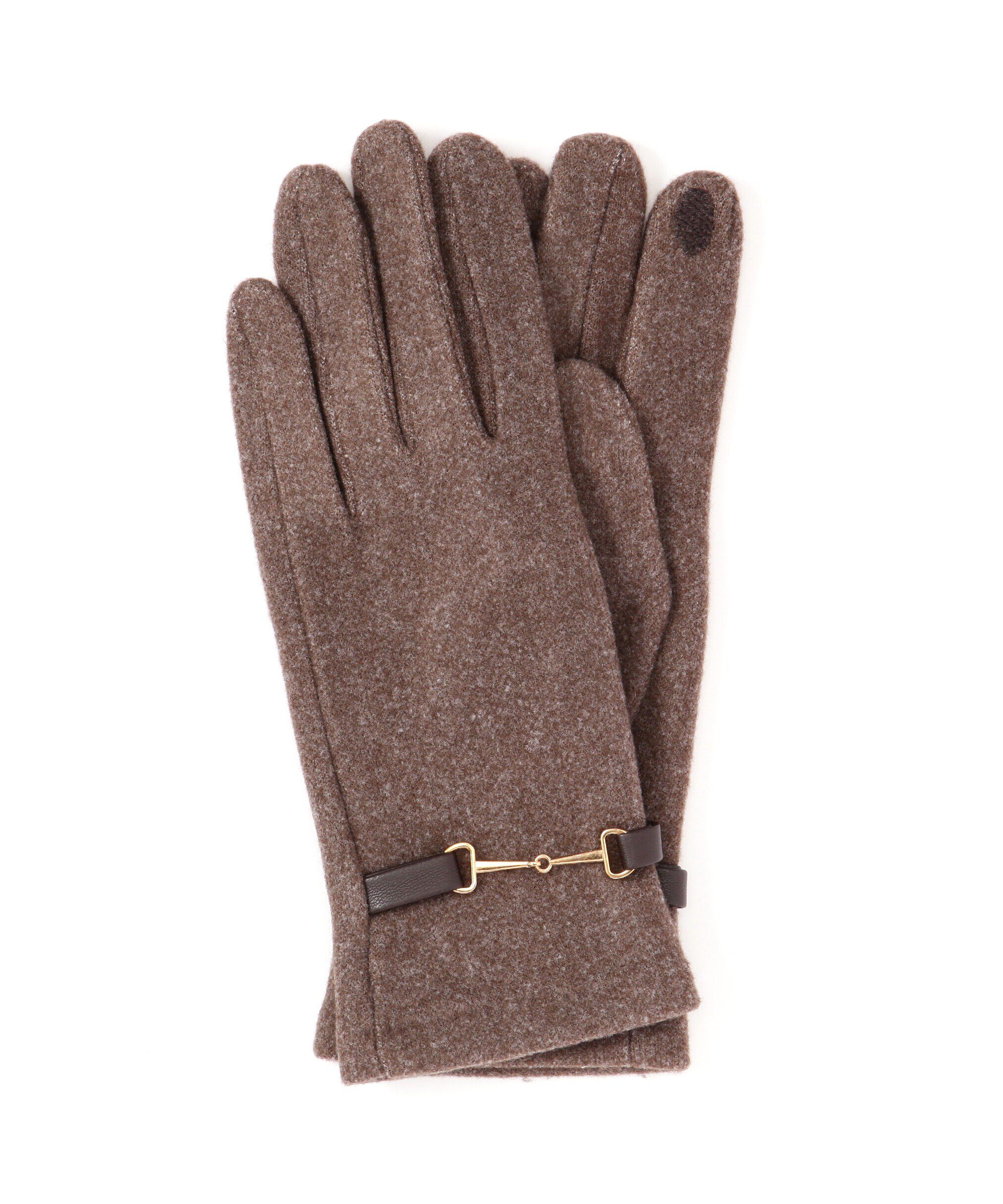  「ビットモチーフジャージグローブ」|手袋|ソフトブラウ