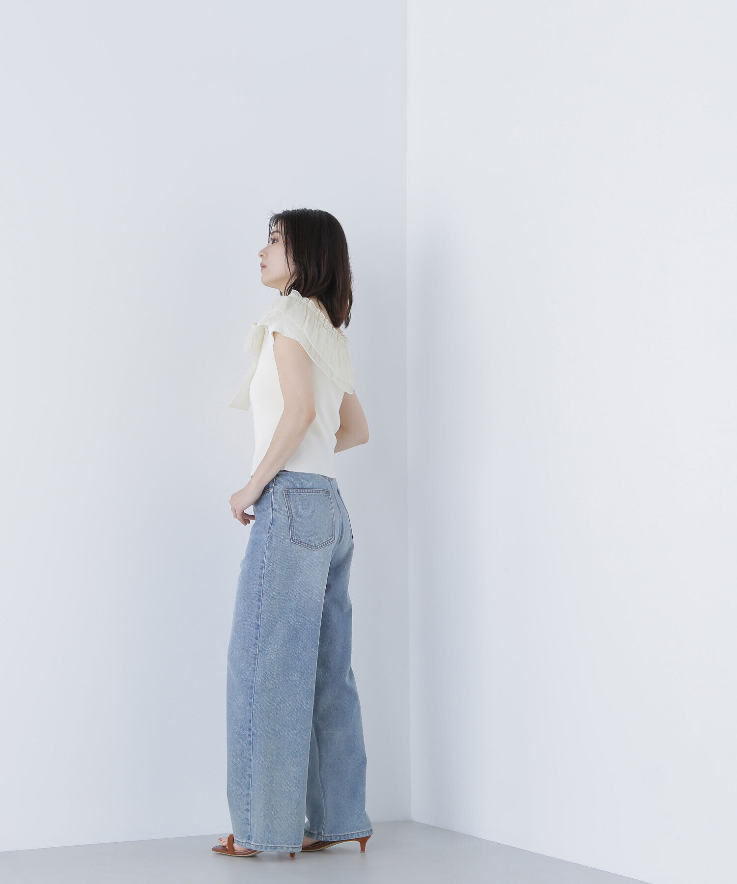  「オフショルフリルリボンニット」|ニット・セーター|