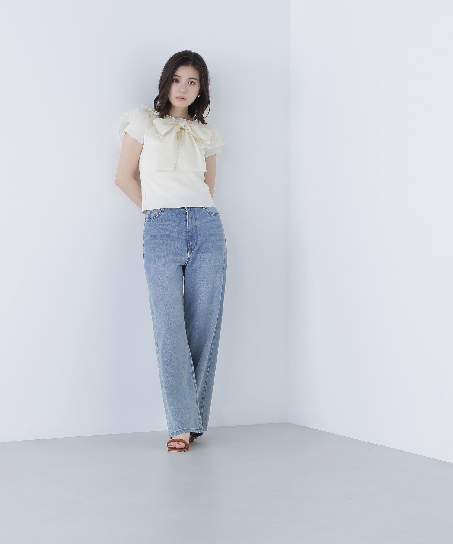  「オフショルフリルリボンニット」|ニット・セーター|