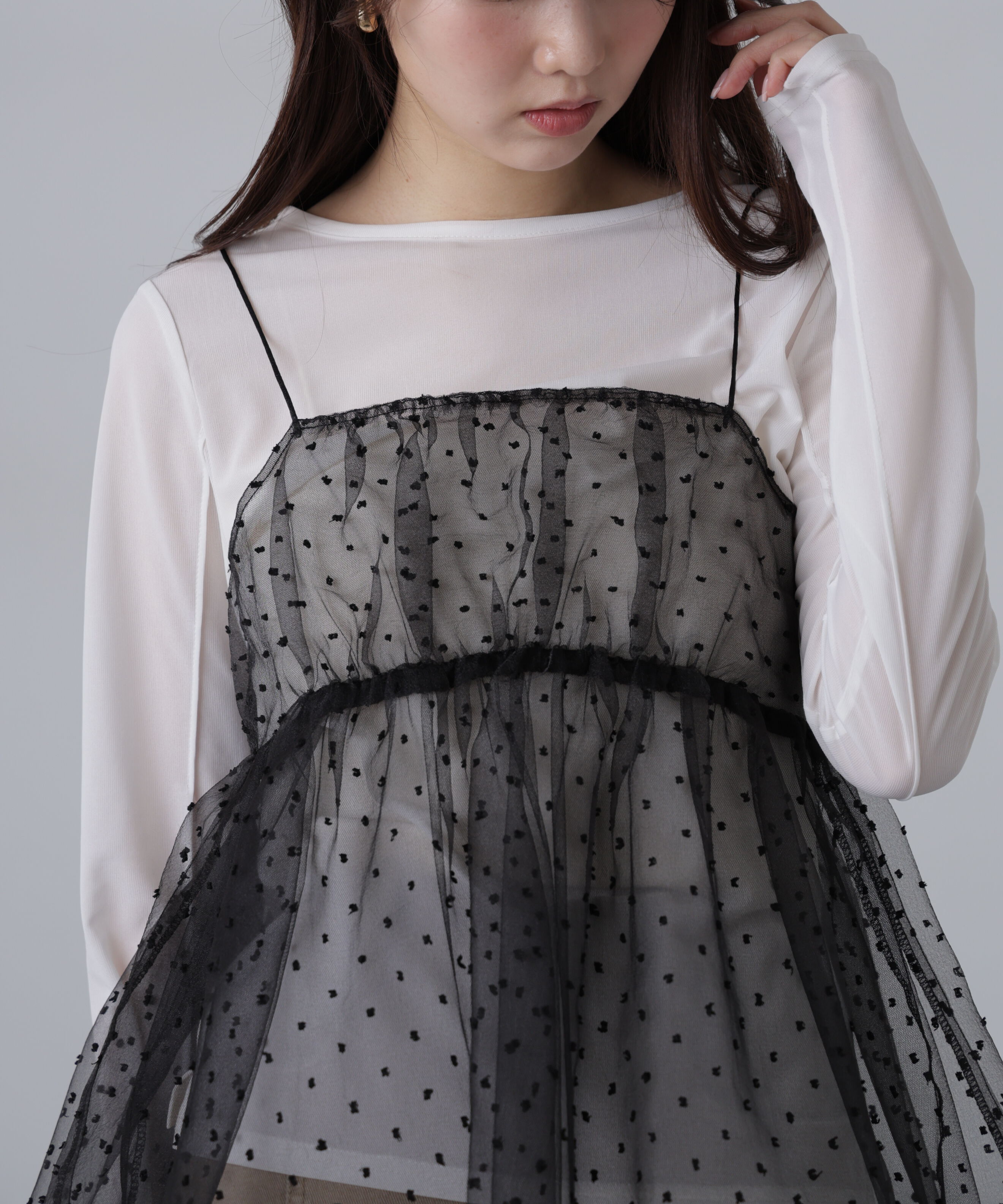  「ドットチュールビスチェ」|シャツ・ブラウス|