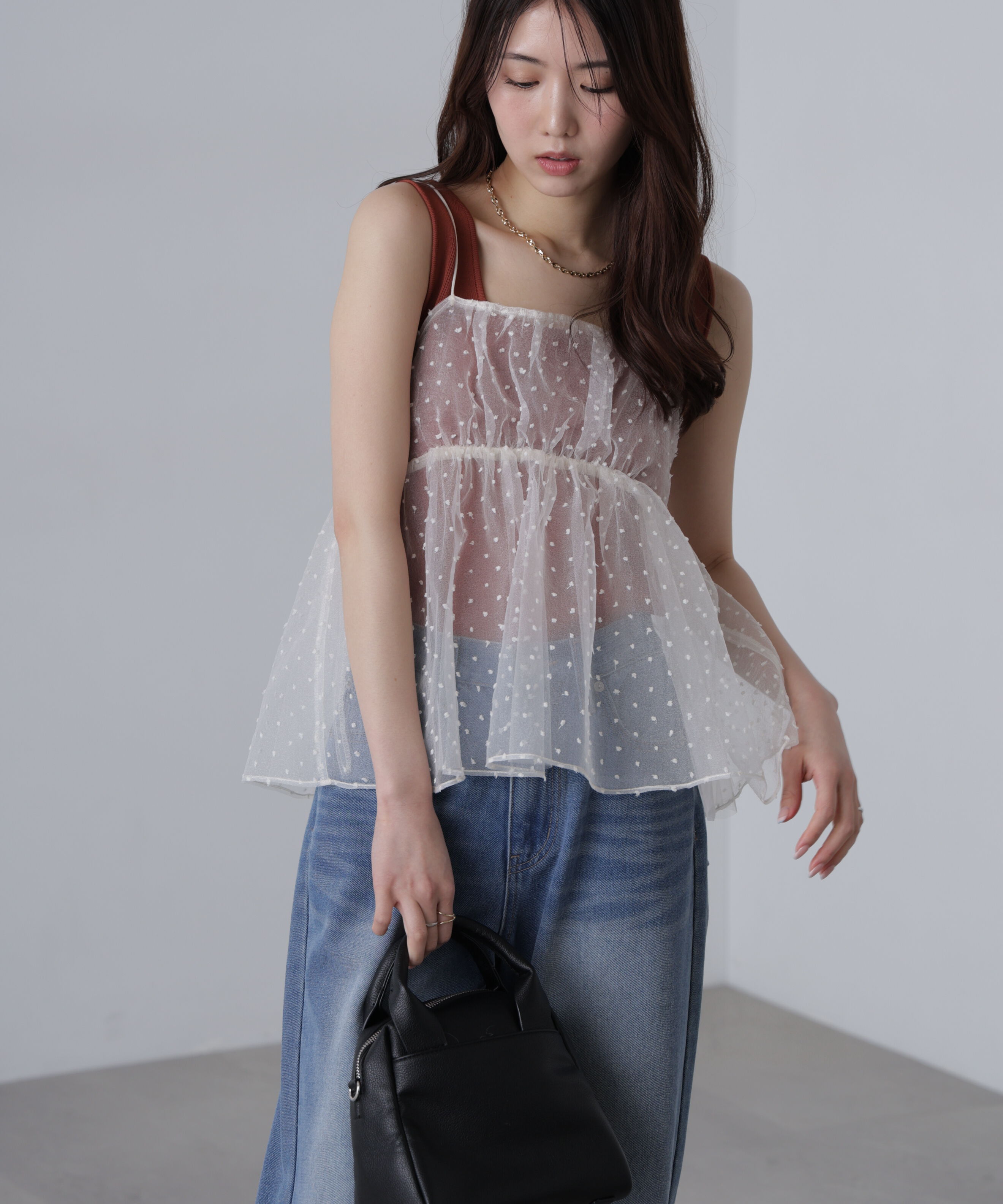  「ドットチュールビスチェ」|シャツ・ブラウス|ベージュ