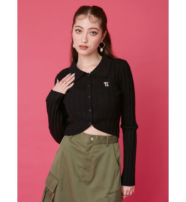 EVRIS「イレヘムシャツニットトップス」|ニット・セーター|ブラック