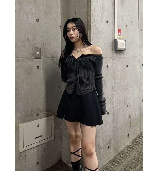 EVRIS「オープンウエストプリーツミニスカート」|スカート|