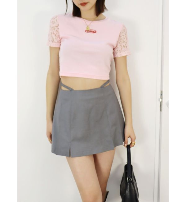 EVRIS「オープンウエストプリーツミニスカート」|スカート|