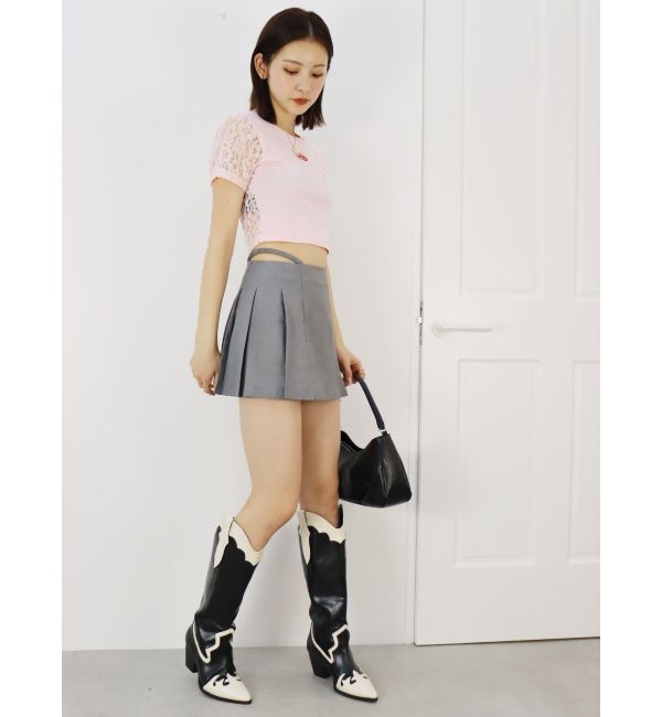 EVRIS「オープンウエストプリーツミニスカート」|スカート|
