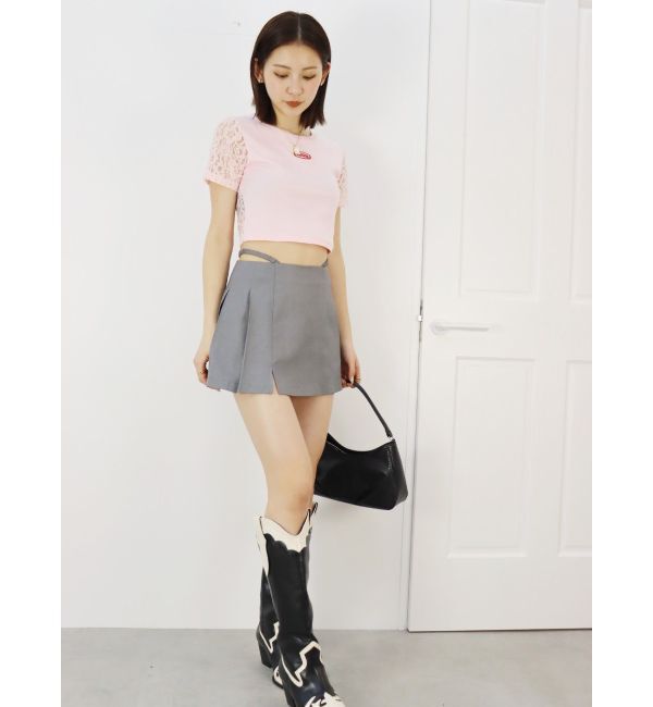 EVRIS「オープンウエストプリーツミニスカート」|スカート|