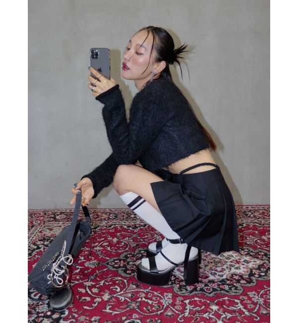 EVRIS「オープンウエストプリーツミニスカート」|スカート|