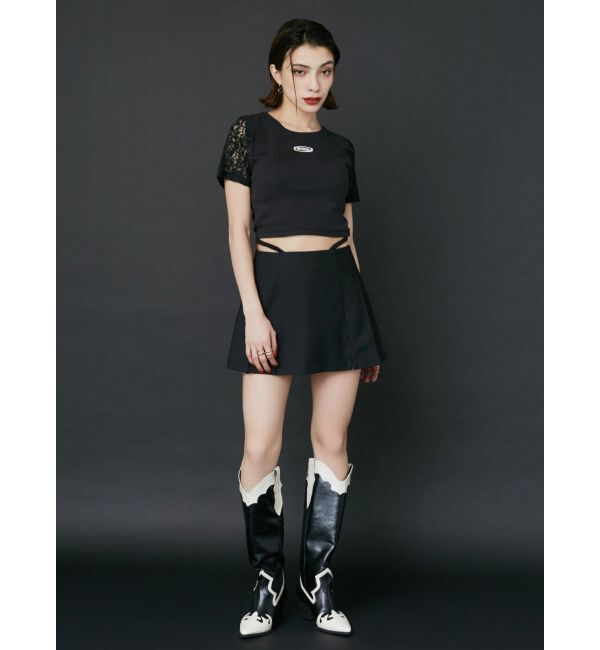 EVRIS「オープンウエストプリーツミニスカート」|スカート|