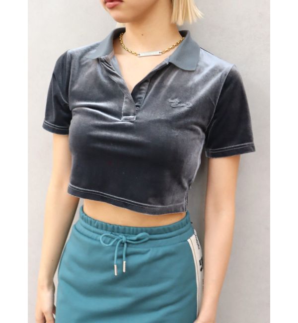 EVRIS「ベロアスキッパーショートトップス」|Tシャツ・カットソー|グレー