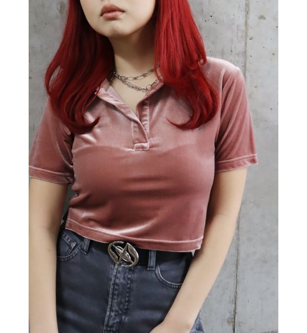 EVRIS「ベロアスキッパーショートトップス」|Tシャツ・カットソー|