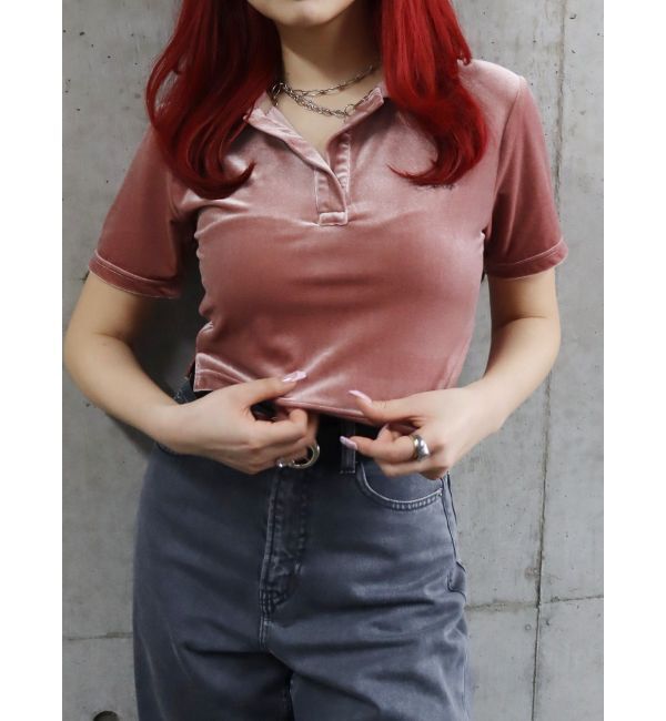 EVRIS「ベロアスキッパーショートトップス」|Tシャツ・カットソー|