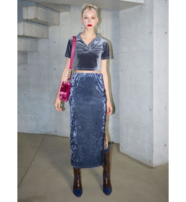 EVRIS「ベロアスキッパーショートトップス」|Tシャツ・カットソー|