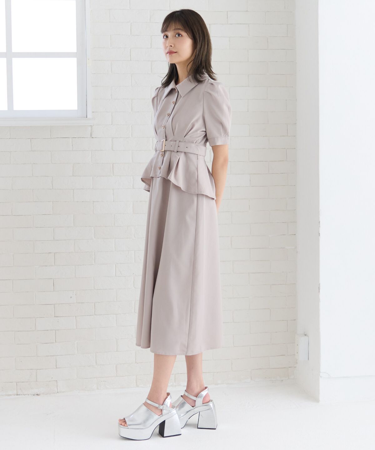 REDYAZEL「ペプラムシャツワンピース」|ワンピース|