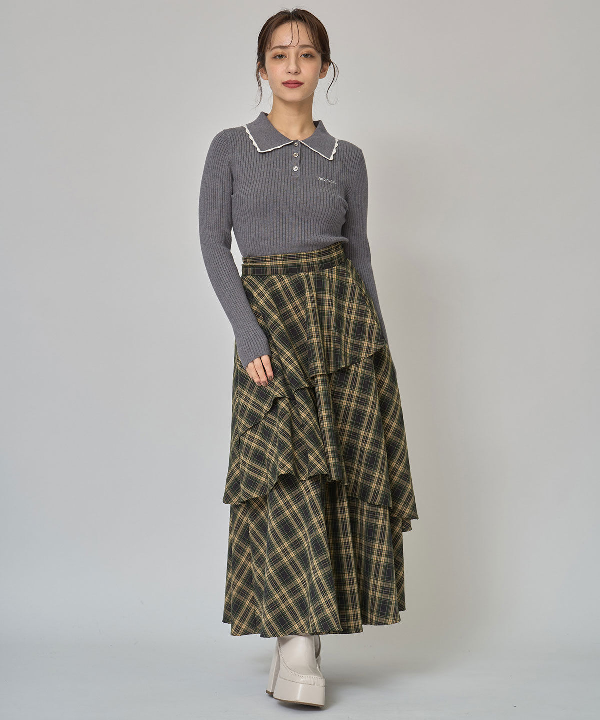 REDYAZEL「スカラカラーポロニットプルオーバー」|ニット・セーター|