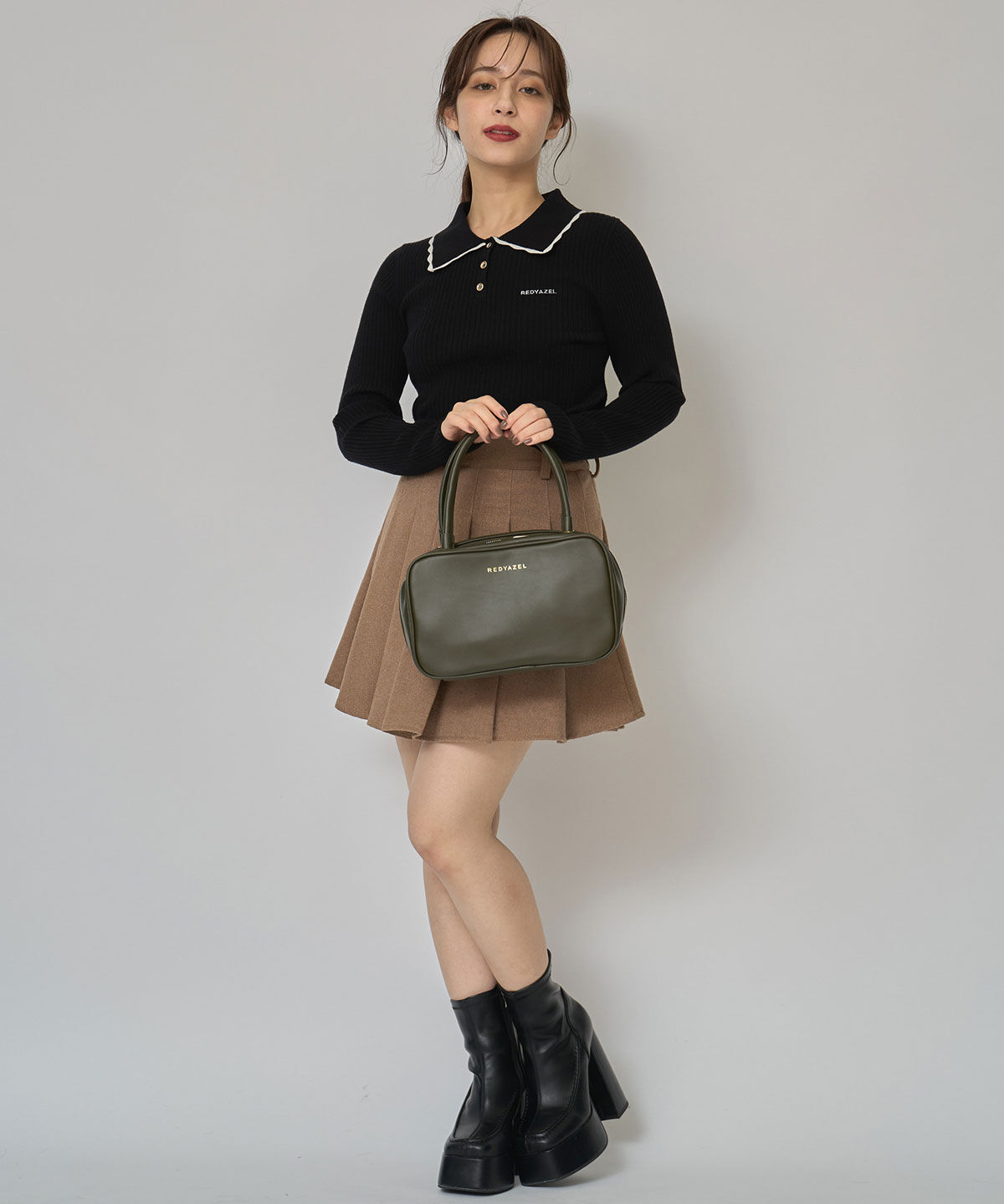 REDYAZEL「スカラカラーポロニットプルオーバー」|ニット・セーター|