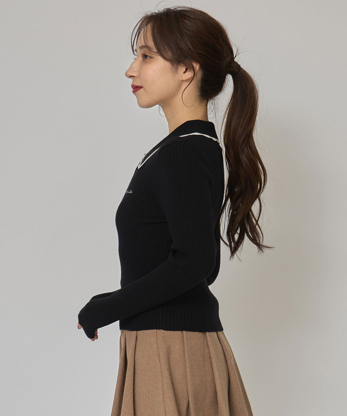 REDYAZEL「スカラカラーポロニットプルオーバー」|ニット・セーター|