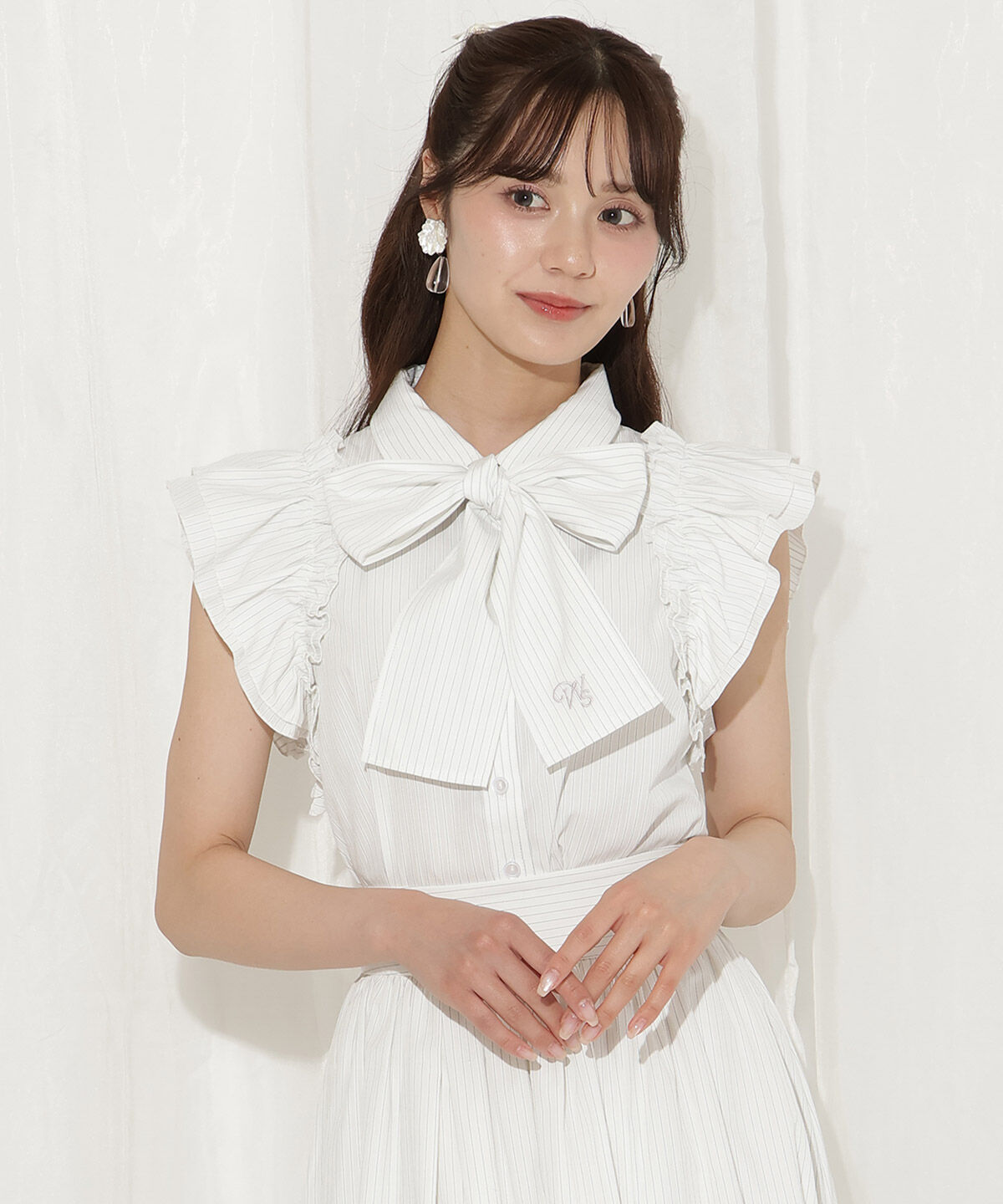 WILLSELECTION「刺繍入りボウタイストライプブラウス」|シャツ・ブラウス|white/borderｽﾄﾗｲﾌﾟ