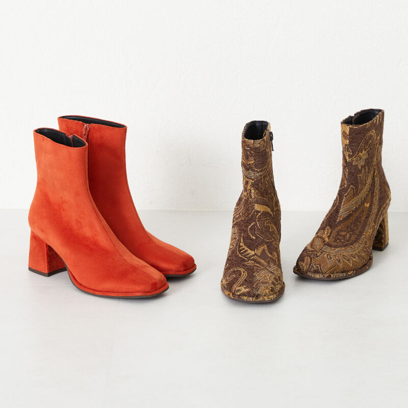 ORiental TRaffic「スクエアトゥヒールカラーブーツ/31418」|ショートブーツ|BROWN